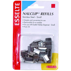 Esselte Metalware Nalclip Refills, Small, Steel, Pack of 50