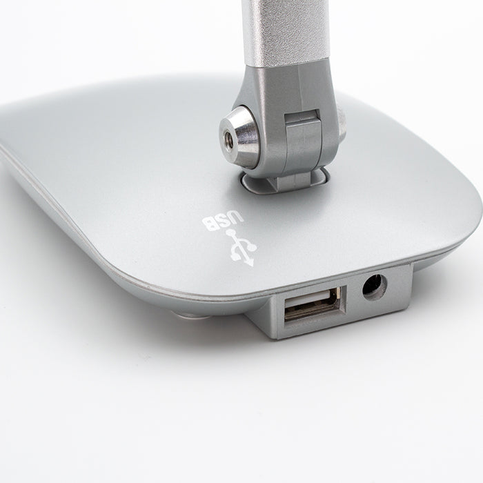 Nero Silver Desk Lamp with USB Port