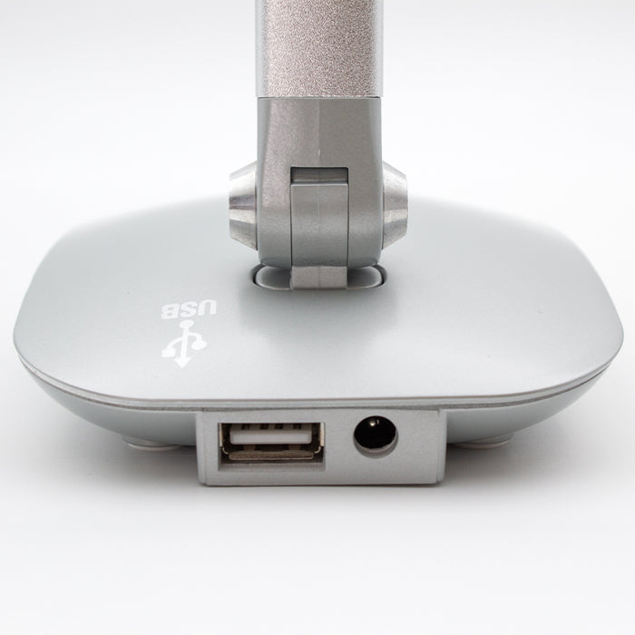 Nero Silver Desk Lamp with USB Port