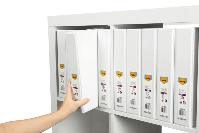 Marbig A4 Insert Cover Ring Binder, 38mm 4 D Rings, White