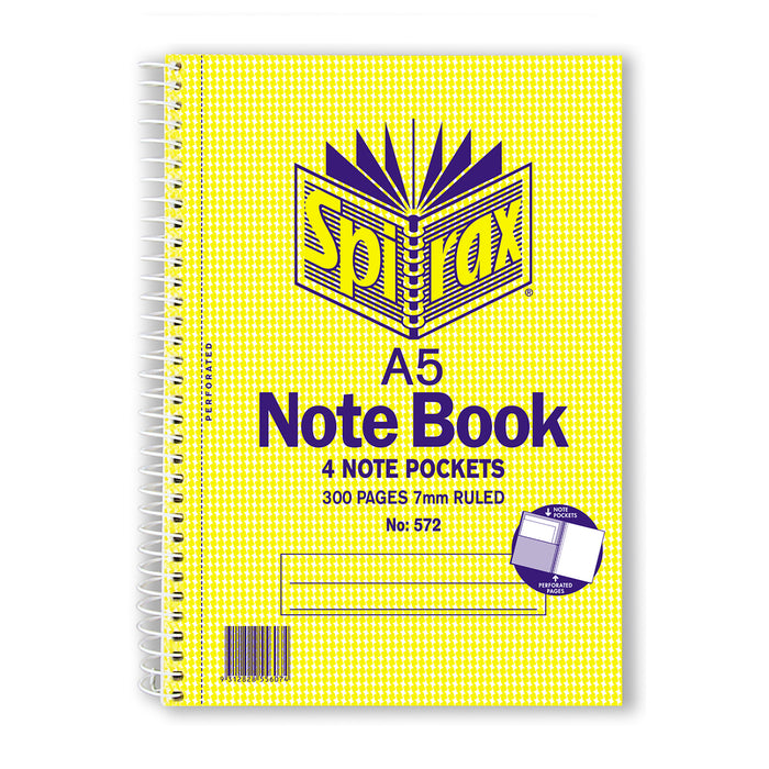 Spirax 572 A5 3 Subject Notebook 300 Pages x 5's pack