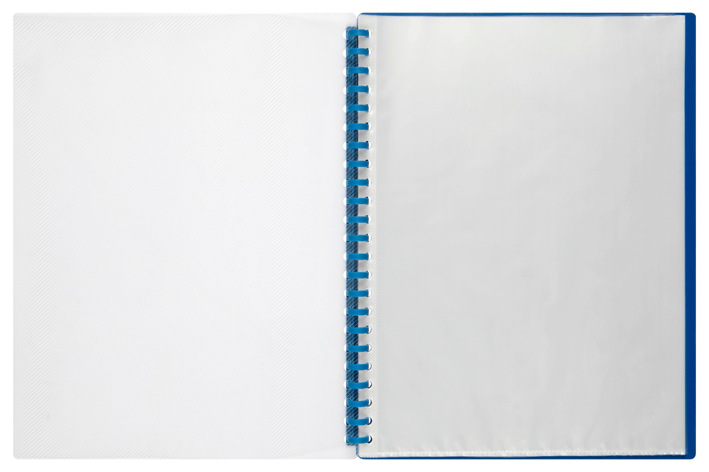 Marbig A4 20 Pocket Refillable Display Book, Clear Front, Blue Backing ...