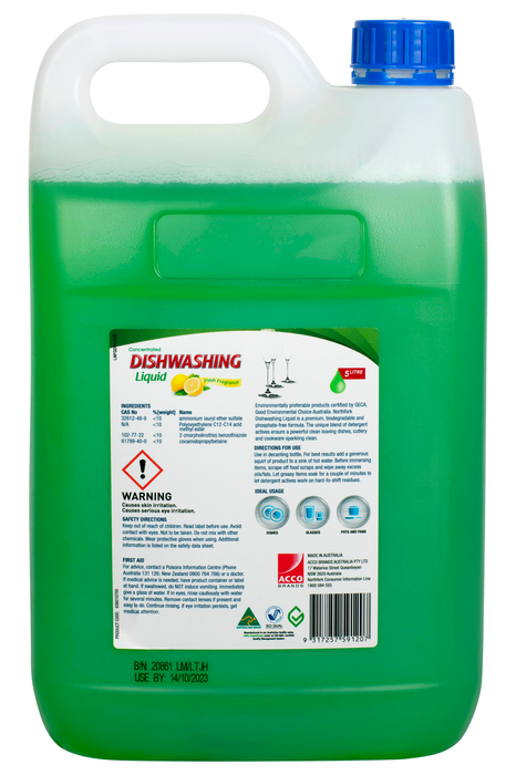 Northfork Dishwashing Fresh Lemon Scent Liquid 5 Litres x 3's pack