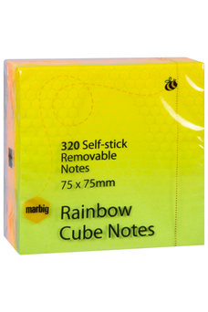 Marbig 75mm x 75mm Rainbow Cube Assorted Colours