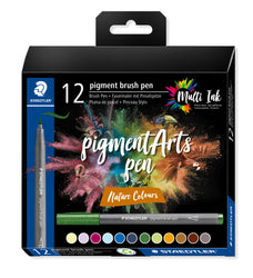 Staedtler Pigment Arts Brush Pen Nature Assorted, 12's pack