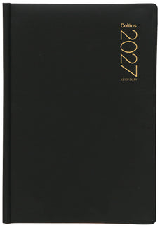 2027 Collins Diary A51DP Appointment Diary, Day Per Page, Padded PU Black Cover, 148mm x 210mm