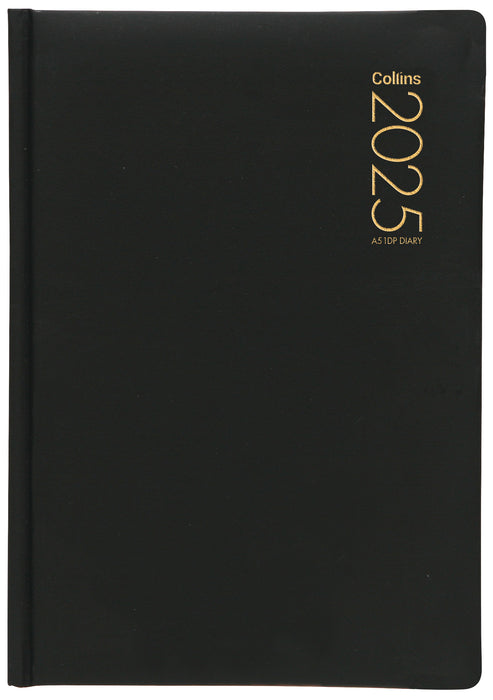 2025 Collins Diary A51DP Appointment Diary, Day Per Page, Padded PU Black Cover, 148mm x 210mm