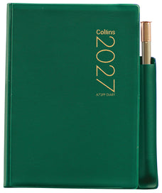 2027 Collins Pocket Diary A72PP, Two Days Per Page, With Pencil, PVC Cover, Green, 74mm x 105mm