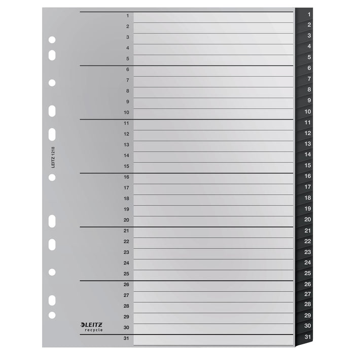 Leitz A4 Recycled Polyprop Indices/Divider, Numbered 1-31