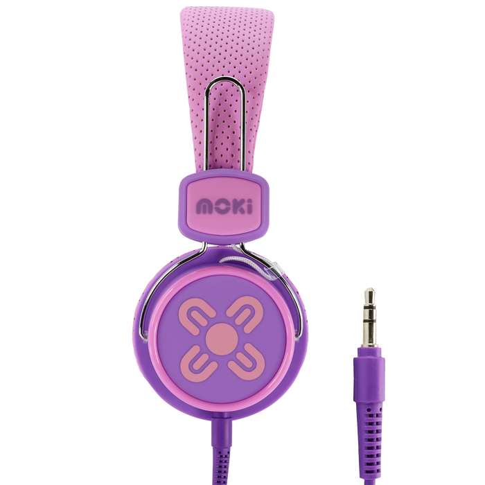 Moki Kid Safe Headphones Volume Limited Over Ear - Pink/Purple