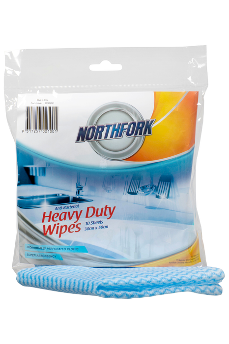 Northfork Heavy Duty Antibacterial Wipes 30cm x 50cm x 10 Sheets