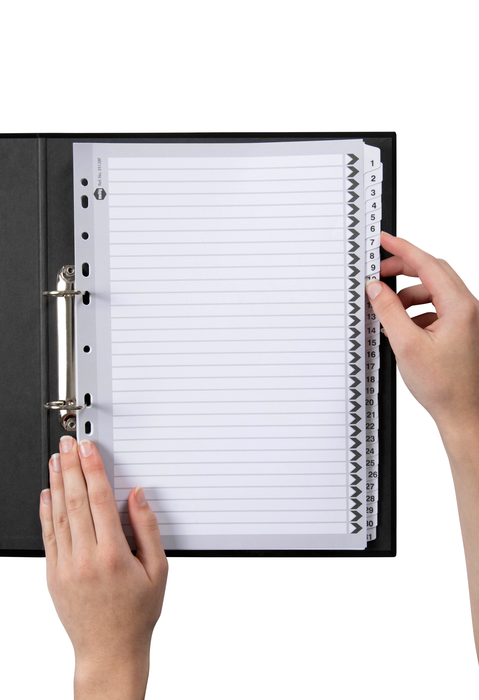 Marbig A4 Cardboard Indices/Divider, 1-31, Black/White