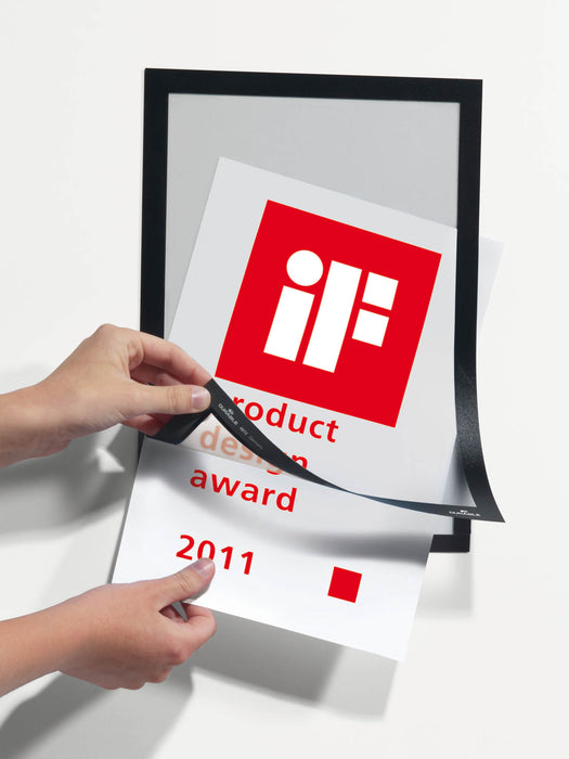 A4 Duraframe Durable Self Adhesive Poster / Sign Holder, Black - 2's Pack