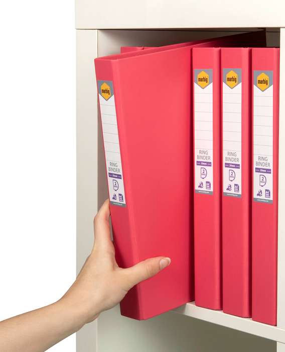 Marbig A4 2/25 Polyethylene (PE) Linen Finish Ring Binder Coral