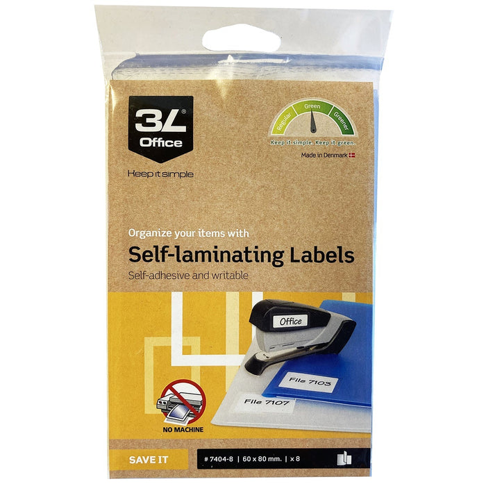 3L Self Laminating Labels 60mm x 80mm 2up 4 Sheets CX231673