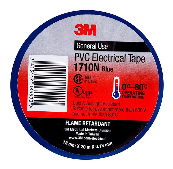 3M Blue PVC Electrical Tape 18mm x 20mt x 10 rolls (1710N-BU) FP10101