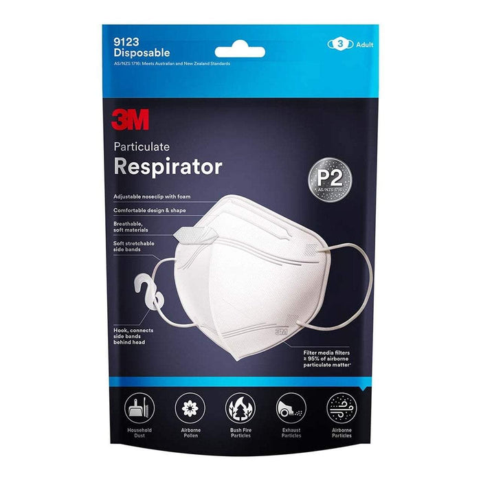 3M Particulate Respirator 9123 P2 x 3's Pack FP10097