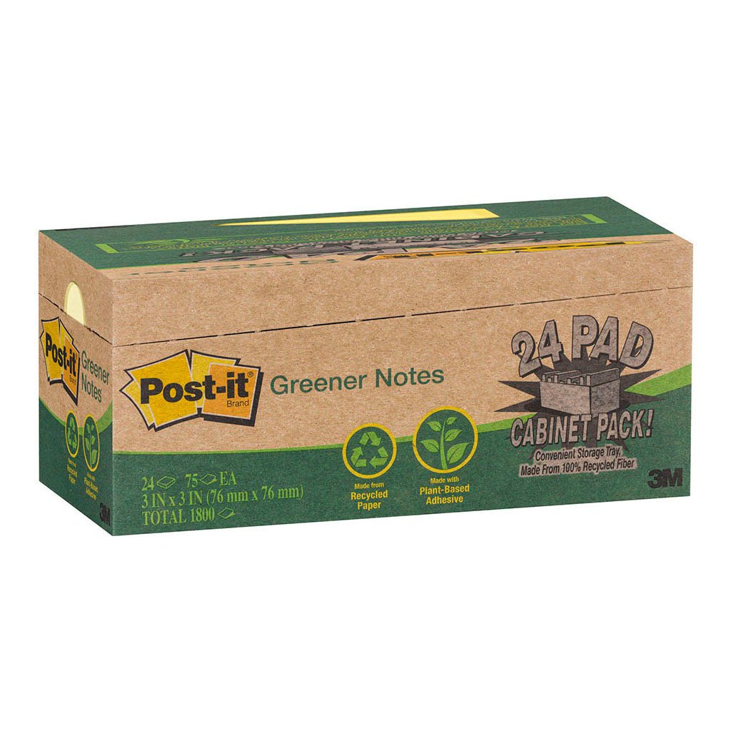 3M Recycled Sticky Post It Note 76 x 76mm x 24's Pack (654R-24CP-CY ...