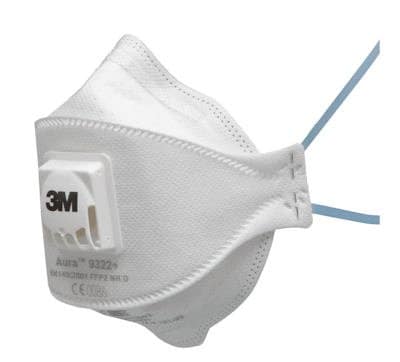 3M Respirator Aura 9322A+ Flat Fold Standard White P2, Pack of 10 FP10081