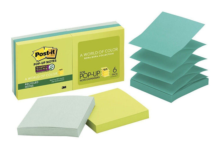 3M Sticky Pop Up Post It Note Refill 76 x 76mm - 6's Pack (R330-6SST) FP10582