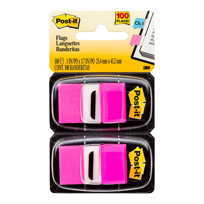 3M Sticky Post It Flags Bright Pink 25 x 43mm - Twin Pack (680-BP2) FP10456