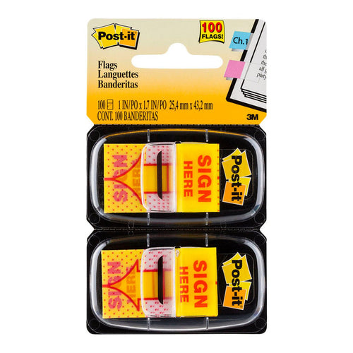3M Sticky Post It Flags SIGN HERE Twin Pack (680-SH2) | Desktop ...