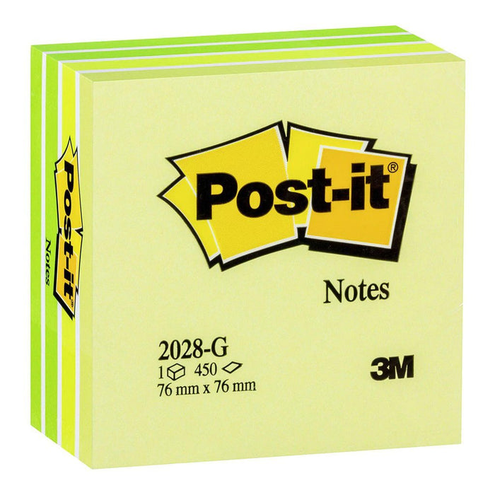 3M Sticky Post It Note 76 x 76mm Memo Cube Green (2028-G) FP10517