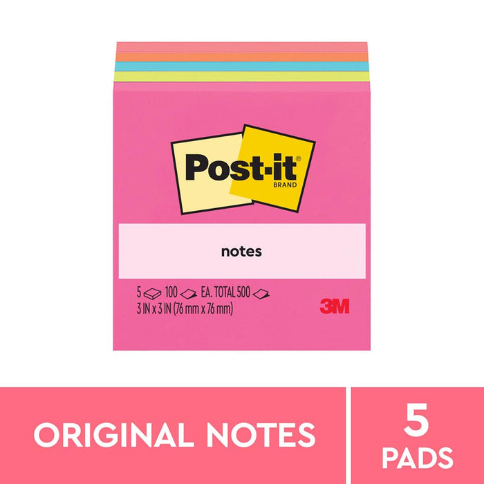 3M Sticky Post It Note 76 x 76mm x 5's Pack (654-5PK) FP10534