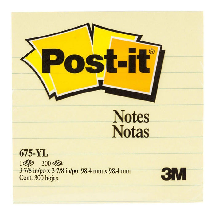 3M Super Sticky Post It Note 101 x 101mm x 300 Sheets - Lined (675-YL) FP10566