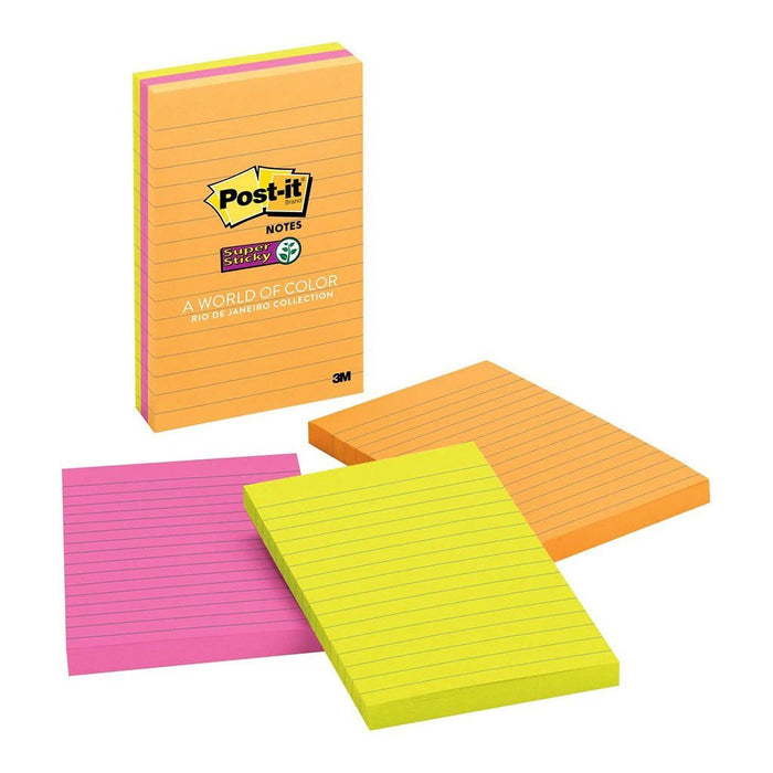 3M Super Sticky Post It Note 101 x 152mm x 3 Pads - Lined (660-3SSUC) FP10560