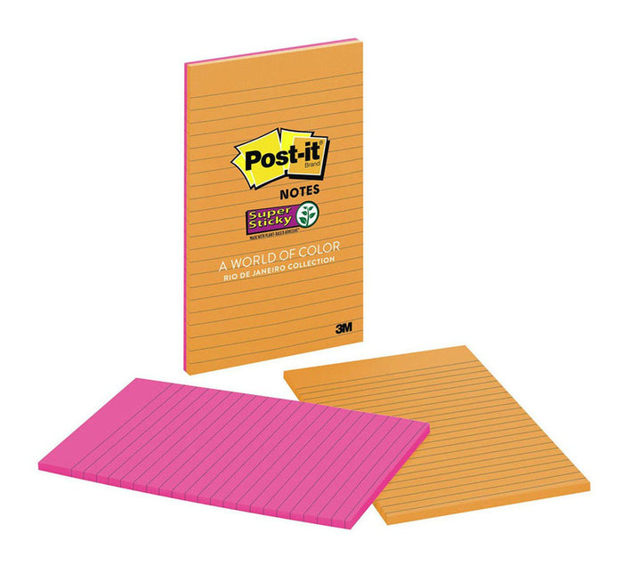3M Super Sticky Post It Note 127 x 203mm x 2 Pads - Lined (4845-SS) FP10526