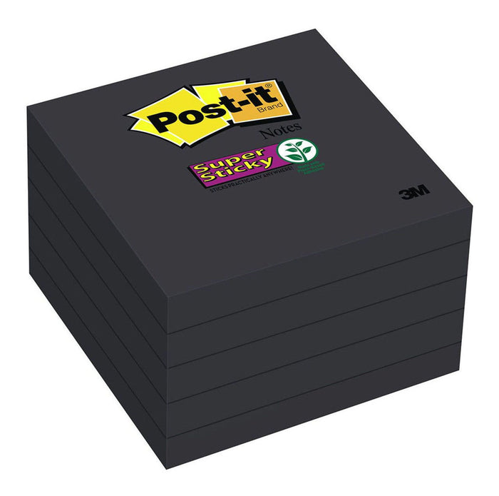3M Super Sticky Post It Note 76 x 76mm Black x 5 pads (654-5SSSC) FP10543