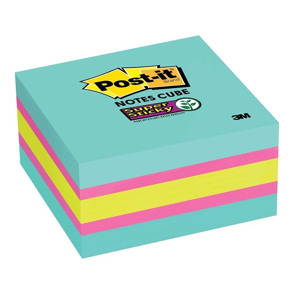 3M Super Sticky Post It Note 76 x 76mm Memo Cube (2027-SSAFG) | Desktop ...