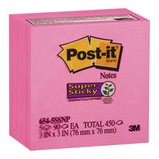 3M Super Sticky Post It Note 76 x 76mm Neon Pink x 5 pads (654-5SSNP) FP10540