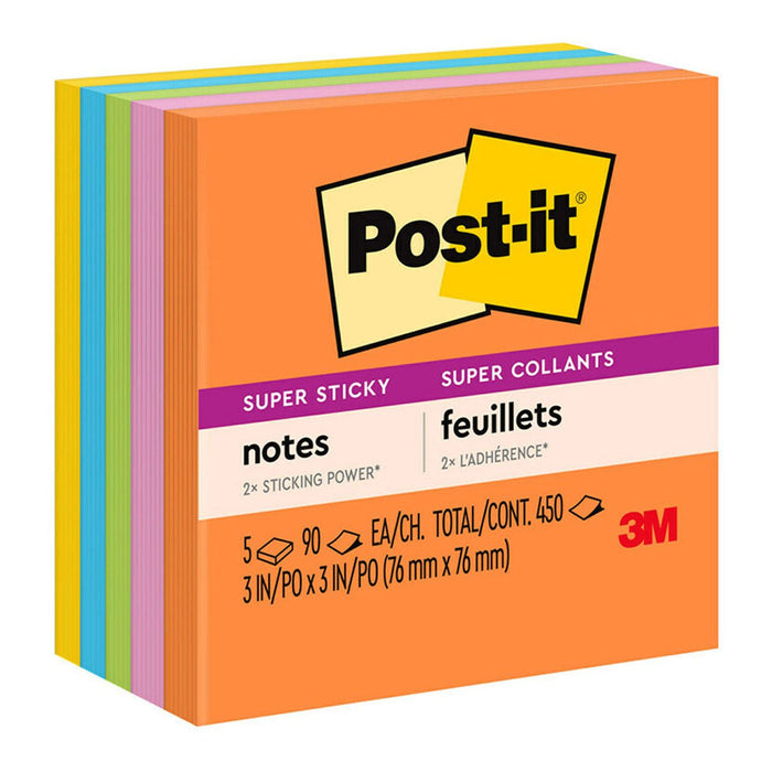 3M Super Sticky Post It Note 76 x 76mm x 5 Pads (654-5SSAU) FP10546