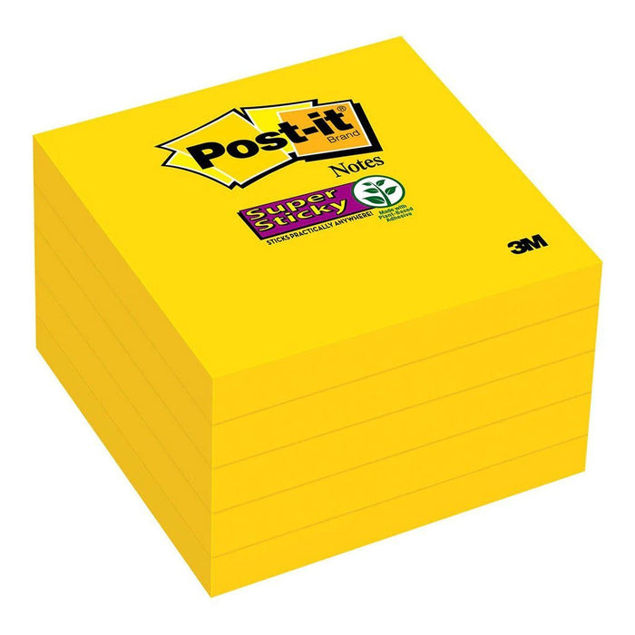 3M Super Sticky Post It Note 76 x 76mm Yellow x 5 Pads (654-5SSY) FP10544