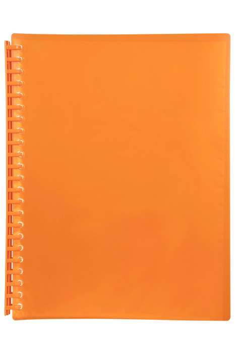 Marbig A4 20 Pocket Refillable Display Book, Translucent Orange Cover