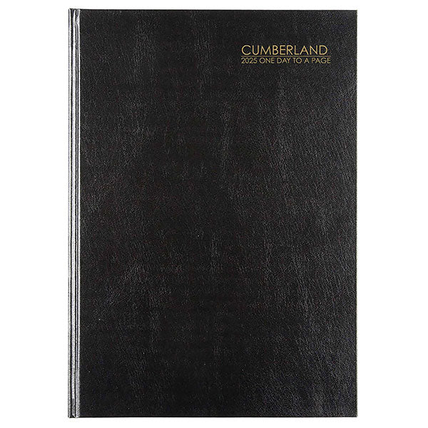 2025 Cumberland A4 Casebound Diary, Day To A Page, Black