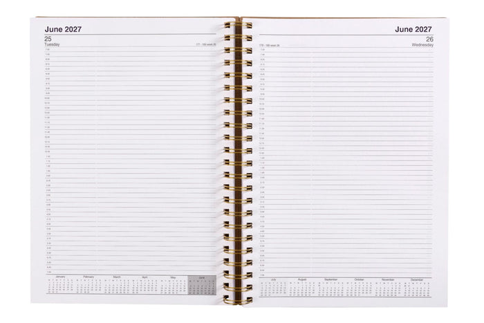 2027 Cumberland A4 Ecowise Spiral Bound Diary, Day To A Page, Kraft