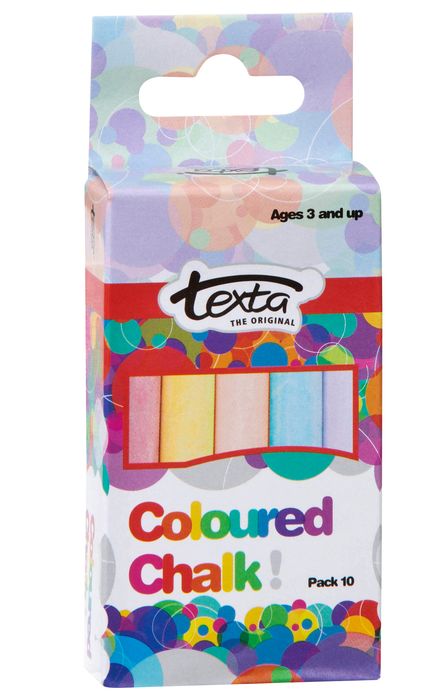 Texta Dustless Assorted Coloured Chalk Pack of 10