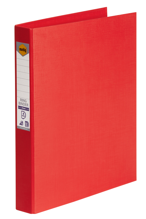 Marbig A4 PE Linen 25mm 4D Ring Binder, Red