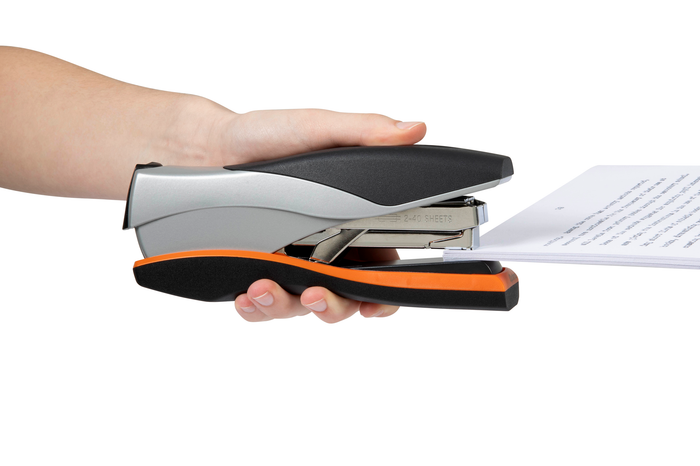 Rexel Optima Low Force Stapler, Full Strip, 40 Sheets, Orange/Silver