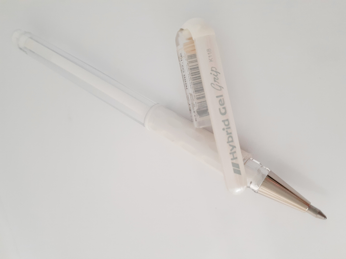Pentel Hybrid Gel Grip Gell Roller Pen Stick K118l 0.8mm White - Pack of 12