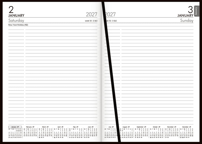 2027 Collins Diary A51E Executive Appointment Diary, Day Per Page, Firm Padded PU Black Cover, 148mm x 210mm