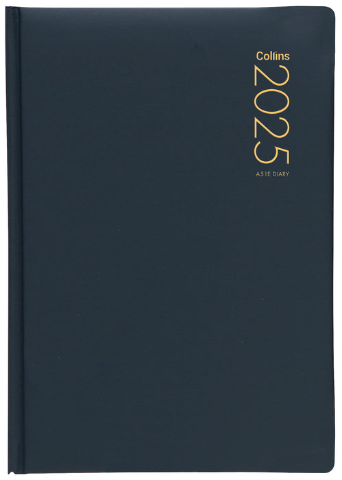 2025 Collins Diary A51E Executive Appointment Diary, Day Per Page, Firm Padded PU Navy Cover, 148mm x 210mm