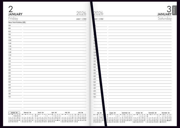 2026 Collins Diary A51, Day Per Page, Black, 148mm x 210mm