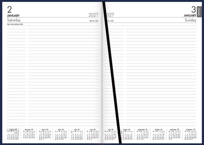 2027 Collins Diary A41, Day Per Page, Navy, 210mm x 297mm