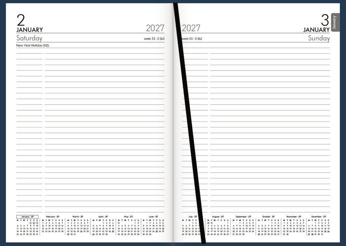 2027 Collins Diary A51, Day Per Page, Navy, 148mm x 210mm