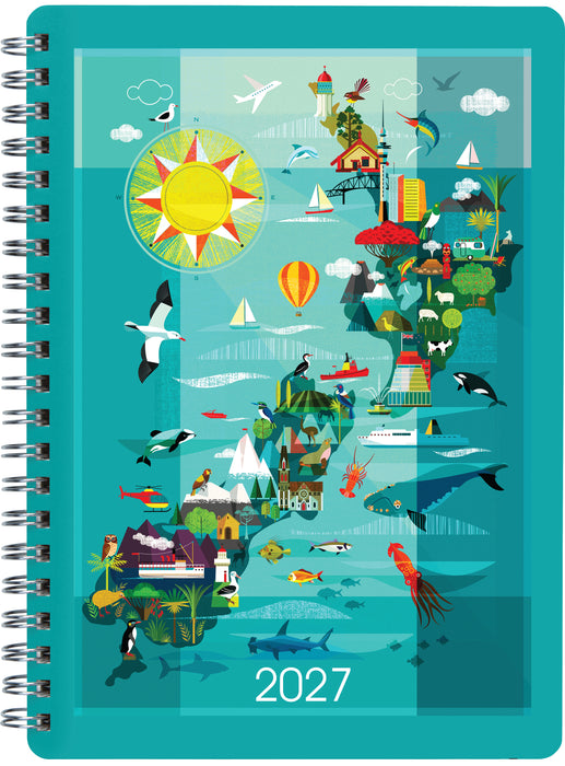 2027 Collins A53 Week to View Diary, Kiwi Vibe, Wiro Bound, Printed Polyprop Cover, 148mm x 210mm
