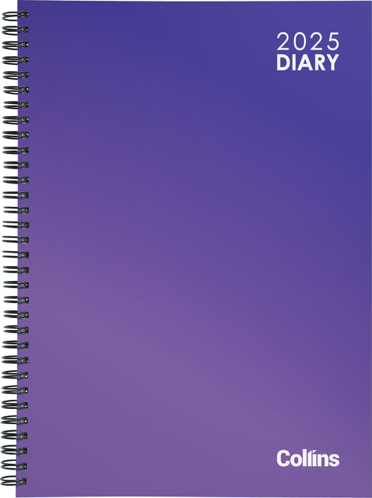 2025 Collins Diary A51, Day Per Page, Vivid Wiro Hardcover, Assorted Colours, 148mm x 210mm